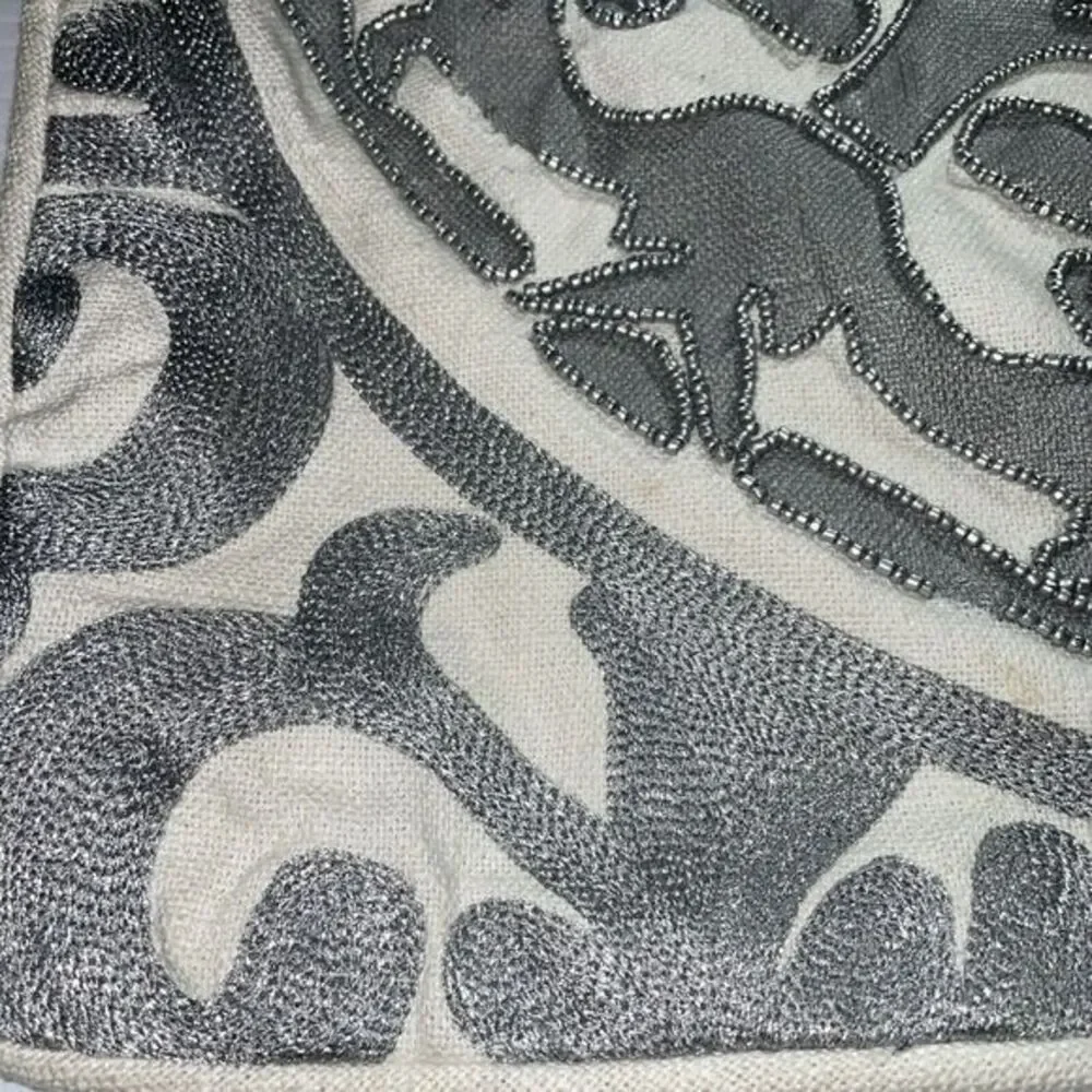 Z Gallerie Cream/Ivory Beaded Embroidery For‎ Throw Pillow 18